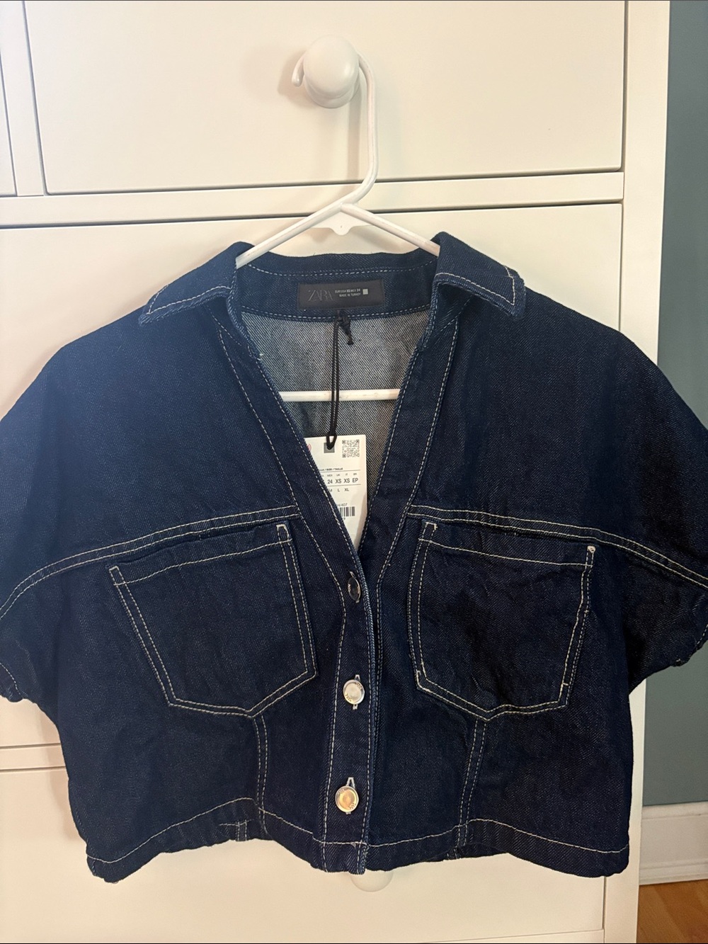 Dark Blue Cropped Denim Jeans Jacket/top goes with skort on my page - Women